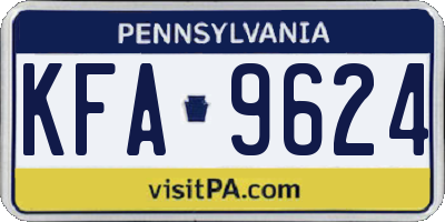 PA license plate KFA9624