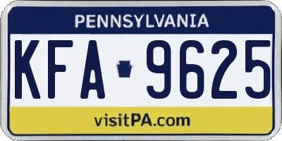PA license plate KFA9625