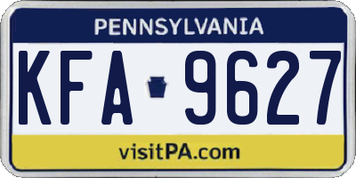 PA license plate KFA9627