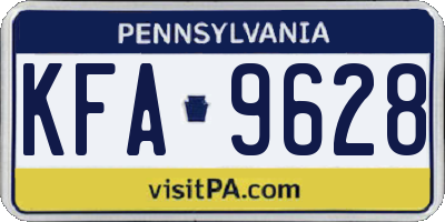 PA license plate KFA9628