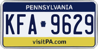 PA license plate KFA9629