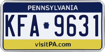 PA license plate KFA9631