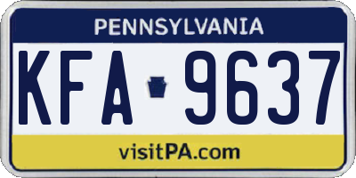 PA license plate KFA9637