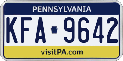 PA license plate KFA9642