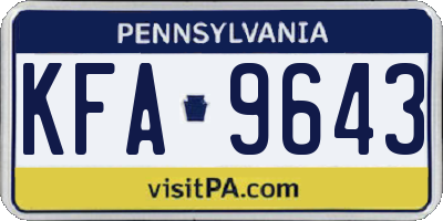 PA license plate KFA9643