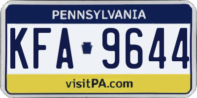 PA license plate KFA9644