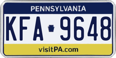 PA license plate KFA9648
