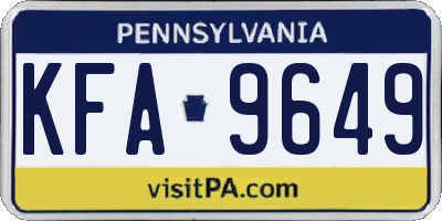 PA license plate KFA9649