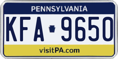 PA license plate KFA9650