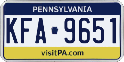 PA license plate KFA9651