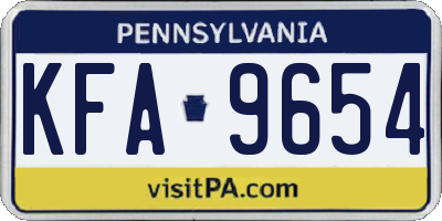 PA license plate KFA9654