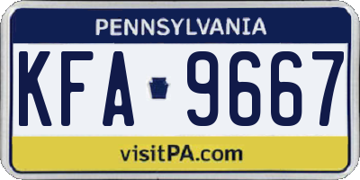 PA license plate KFA9667