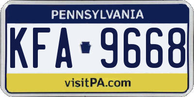 PA license plate KFA9668
