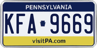 PA license plate KFA9669