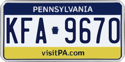PA license plate KFA9670
