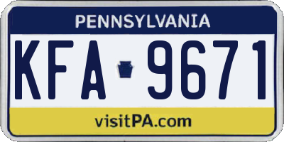 PA license plate KFA9671