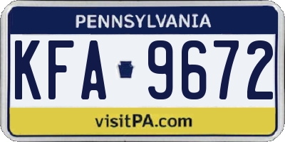 PA license plate KFA9672