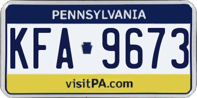 PA license plate KFA9673