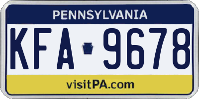 PA license plate KFA9678