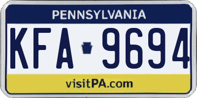 PA license plate KFA9694