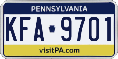 PA license plate KFA9701