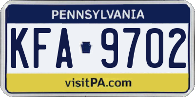PA license plate KFA9702