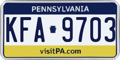 PA license plate KFA9703