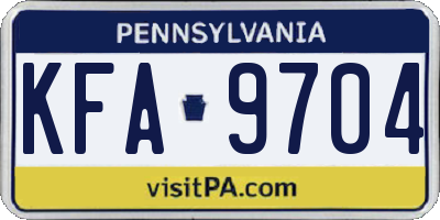 PA license plate KFA9704