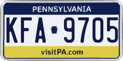 PA license plate KFA9705
