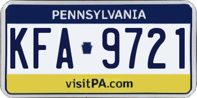 PA license plate KFA9721