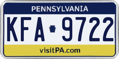 PA license plate KFA9722