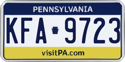 PA license plate KFA9723