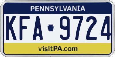 PA license plate KFA9724