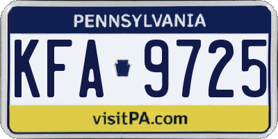 PA license plate KFA9725