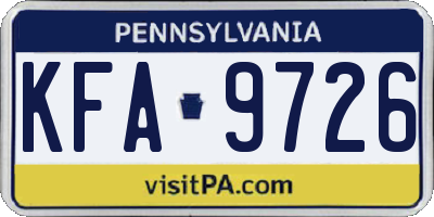 PA license plate KFA9726