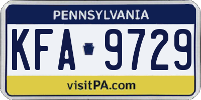 PA license plate KFA9729