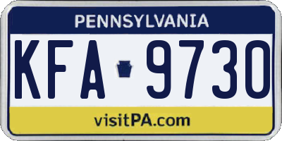 PA license plate KFA9730