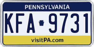 PA license plate KFA9731