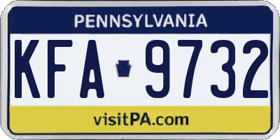 PA license plate KFA9732