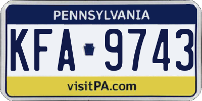 PA license plate KFA9743