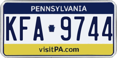 PA license plate KFA9744