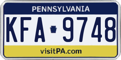 PA license plate KFA9748