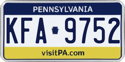 PA license plate KFA9752