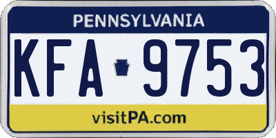 PA license plate KFA9753