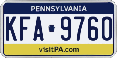 PA license plate KFA9760