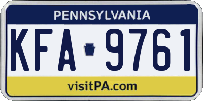 PA license plate KFA9761
