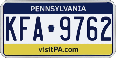 PA license plate KFA9762