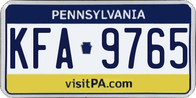 PA license plate KFA9765