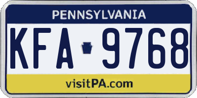 PA license plate KFA9768