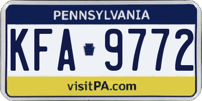 PA license plate KFA9772